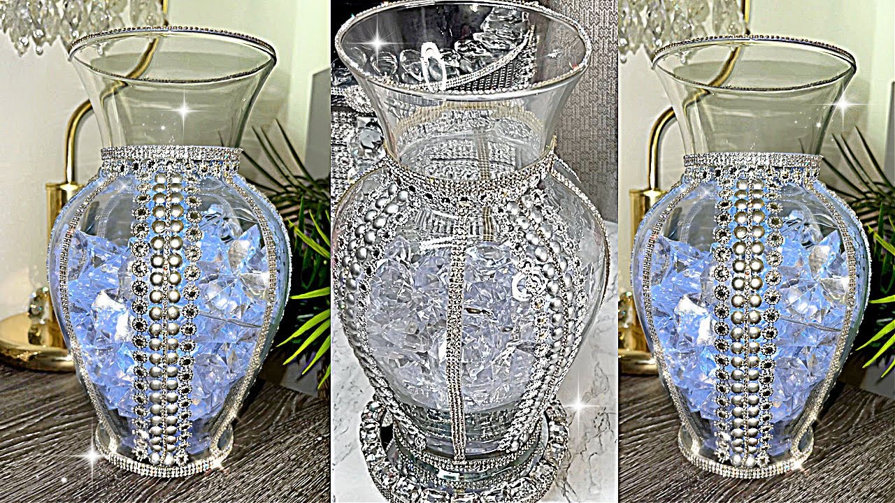 DIY ROOM DECOR DESIGNER INSPIRED CRYSTAL GLASS VASE HOME DECORATING
