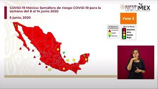 Mapa del semáforo de riesgo por COVID-19 en México