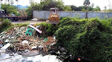 Full New Project LANDFILL DELETE POND TRASH By Driver Skill DOZER KOMATSU D31P Pushing SOIL & Trucks