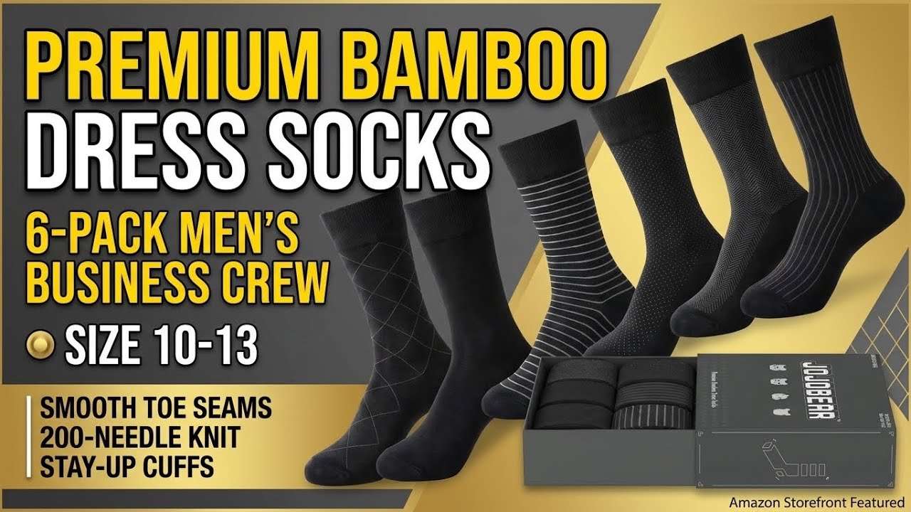 Men’s Bamboo Dress Socks – 6-Pair Comfortable Business Socks for Work \u0026 Formal Wear