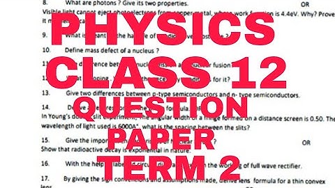 CLASS 12 PHYSICS QUESTION PAPER || TERM 2 || PSEB