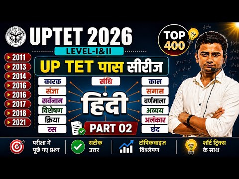🔥 UPTET 2026 Hindi | 2011से 2021 के सभी Previous Year Questions | 15+ नंबर पक्के | Part02