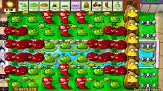 Plants vs Zombies Survival Endless - Plants Placed Anywhere | 280 Cabbage Pult