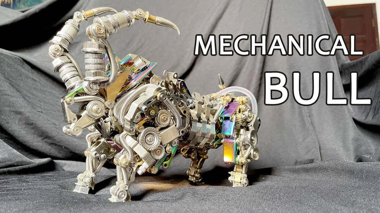 3D Metal Puzzle - 1087Pcs Metal 3D DIY Mechanical Bull Model