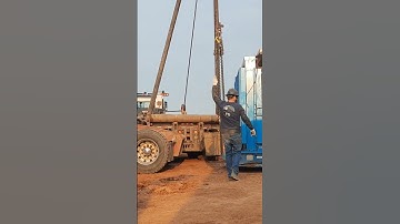 Gin Pole Truck Assist On a Heavy Pump. Bakken Oilfield