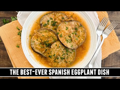 Berenjenas a la importancia (fried eggplant slices simmered in a wine sauce), from the video