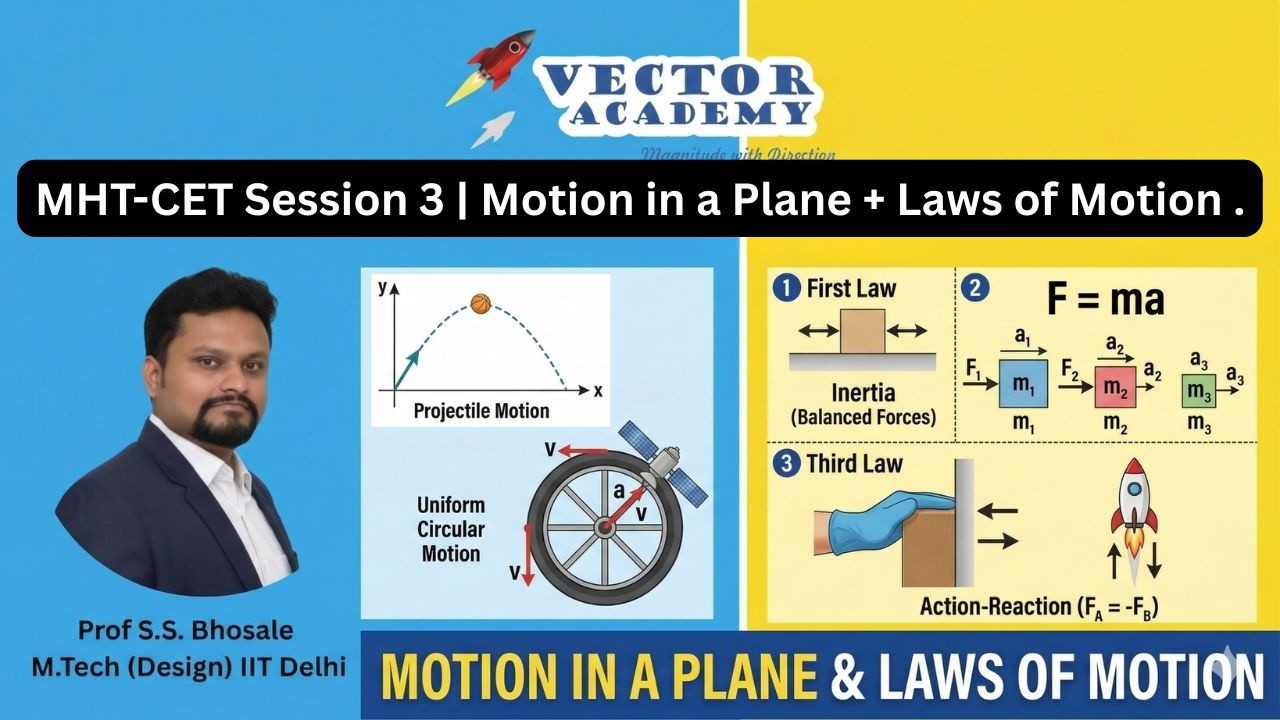 MHT-CET Session 3 | Motion in a Plane + Laws of Motion | Physics Crash Course | Sangram Sir
