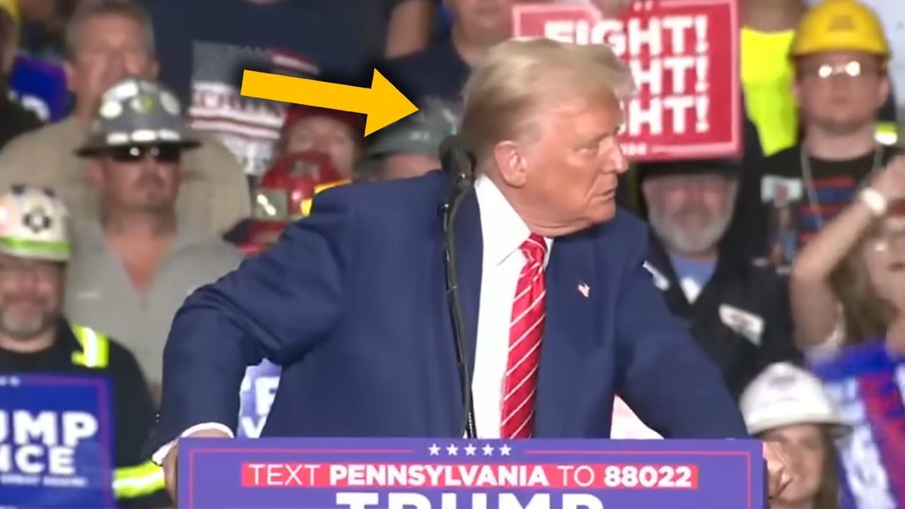 Soaking wet Trump suffers speech collapse