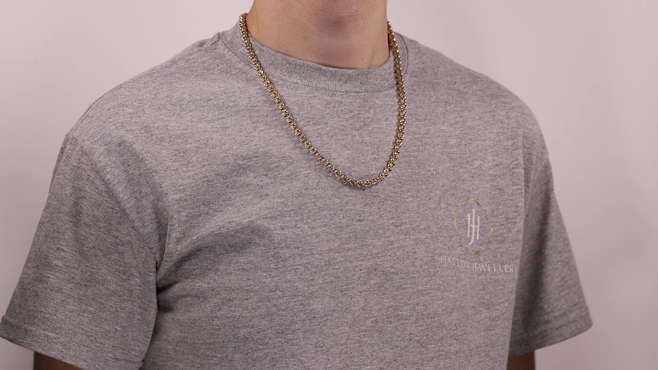 i31_24 - 9ct Gold Round Link Belcher Chain - 6 mm