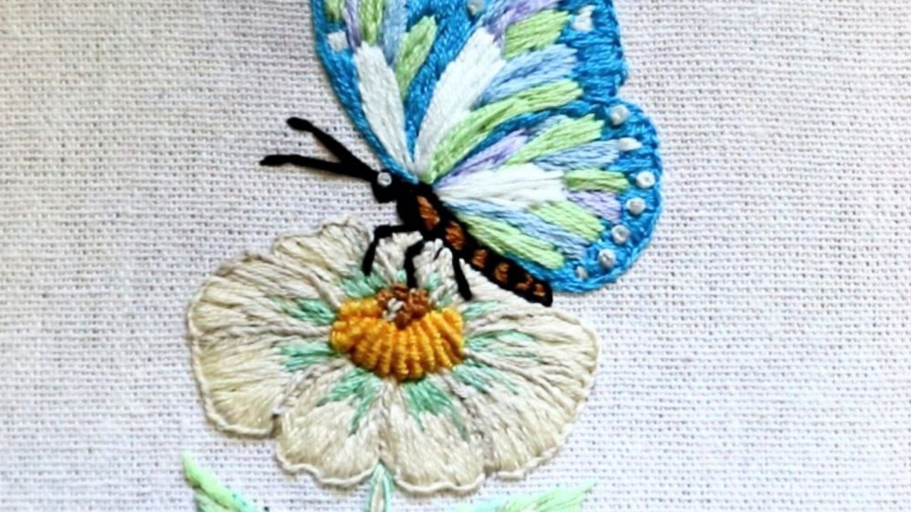 Finding Peace in Every Stitch | Butterfly & Bloom Embroidery ASMR | No Talking