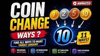 Coin Change Problem Explained 🔥 Count Total Ways (DP + Recursion)