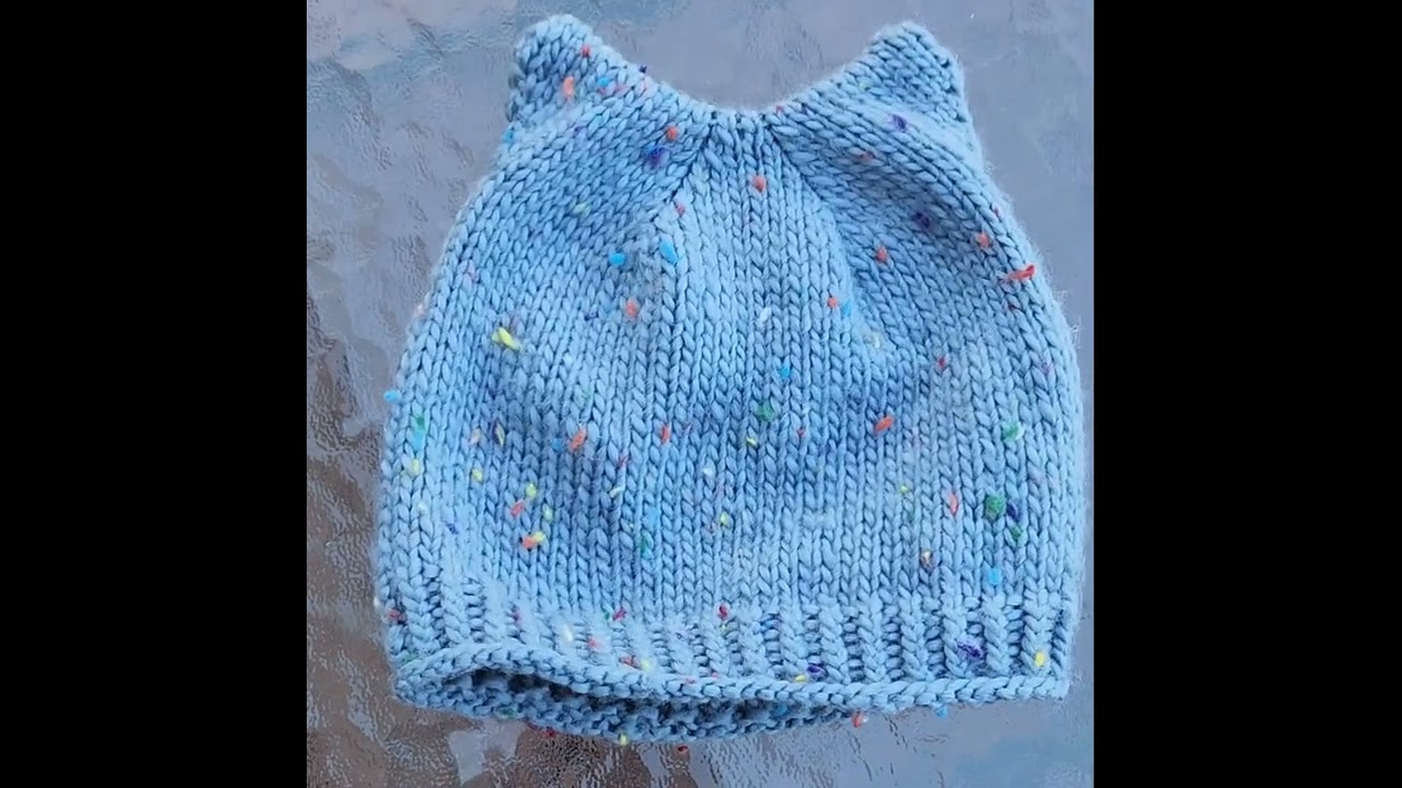 Continental knitting.  Kitty hat video tutorial with pattern.  The link is in the description.