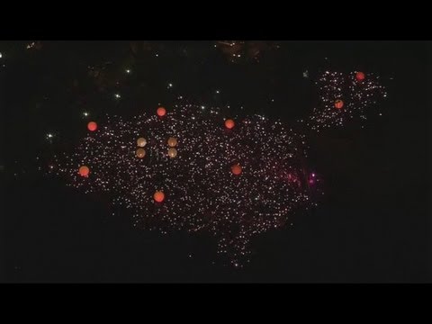 Singapore skyline lights
