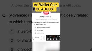 30 August Ari Wallet Quiz Answer 🔥 Ari Wallet Quiz Today | ✨Ari Wallet Today Quiz Answer 🔥Ari Wallet