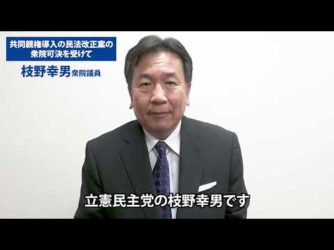 共同親権導入の民法改正案の衆院可決を受けて 枝野幸男 衆院議員