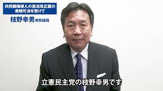 共同親権導入の民法改正案の衆院可決を受けて　枝野幸男 衆院議員