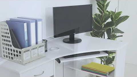 HOMCOM L-Shaped Computer Desk w/ Two Display Shelves, White
