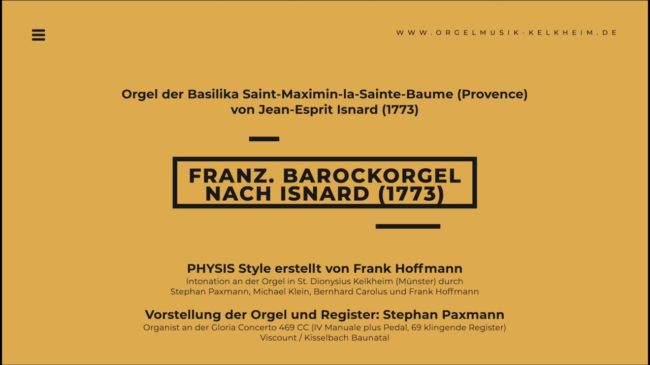 Couperin Orgelmesse des Couvents - Französische Barockorgel nach Isnard 1773 auf PHYSIS - Stereo