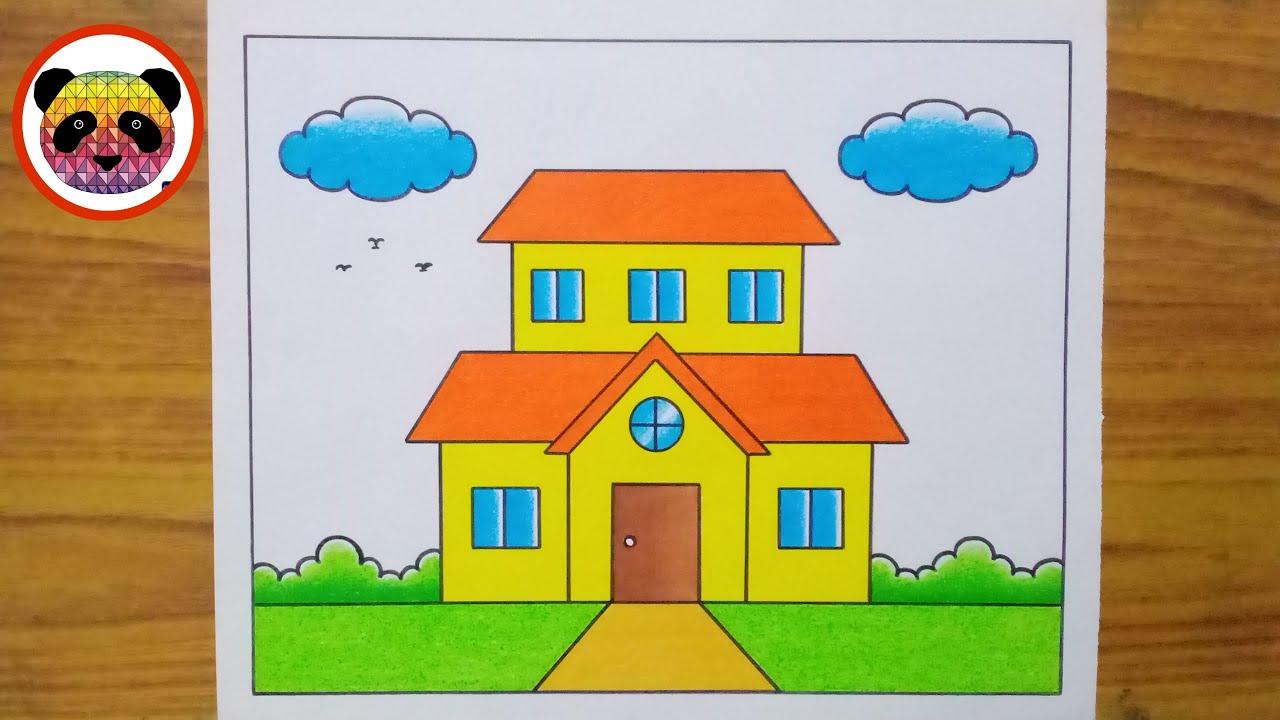 House Drawing / How to Draw a House / House Scenery Drawing Easy Step ...