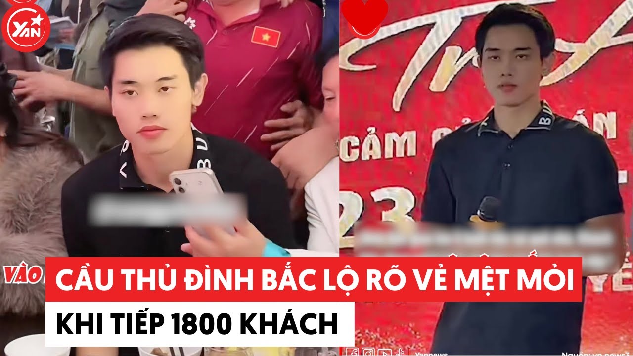 Cầu thủ Đình Bắc lộ rõ vẻ mệt mỏi khi tiếp 1800 khách, nụ cười cũng không thấy đâu #dinhbac