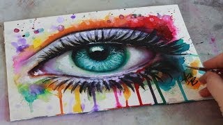 acrylic mixed eye watercolor abstract painting surreal paintings watercolour water speed eyes paint iris drawing drawings colour mixing done play