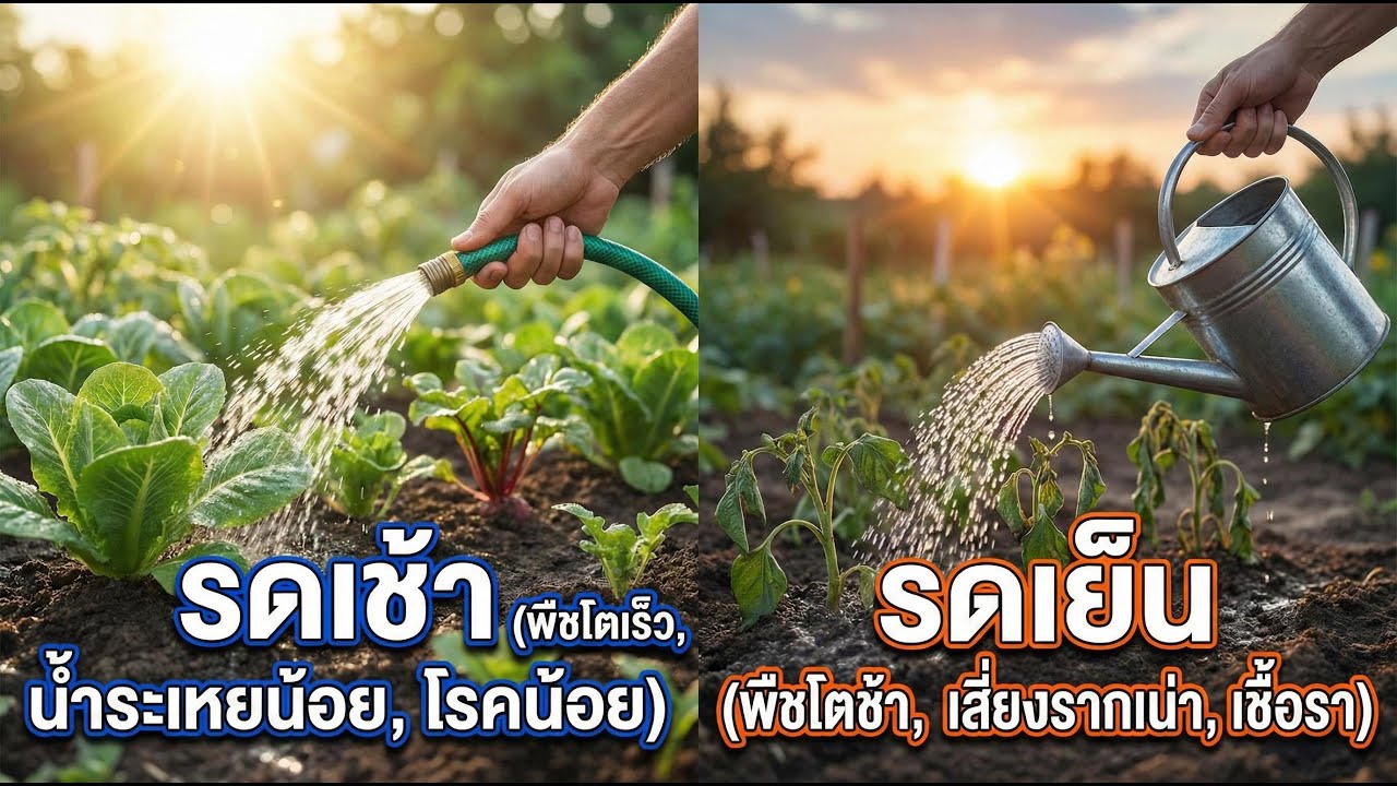 รดน้ำต้นไม้เวลาไหนดีสุด? เคล็ดลับดูแลต้นไม้งาม 🌱💦