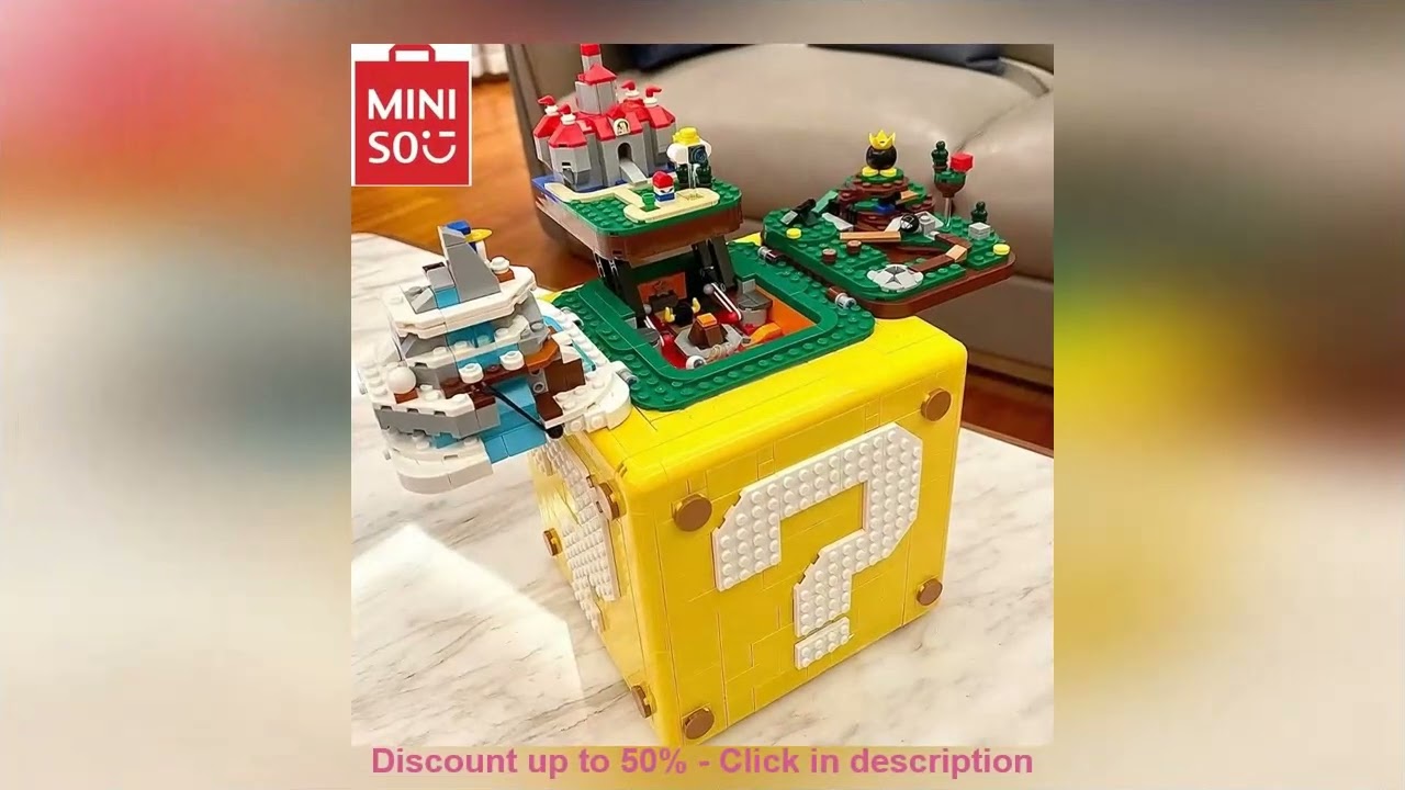MINISO Disney Movie Game Modular Super Marioed 64 Question Mark Box Model 2064pcs Bricks Kids Toy