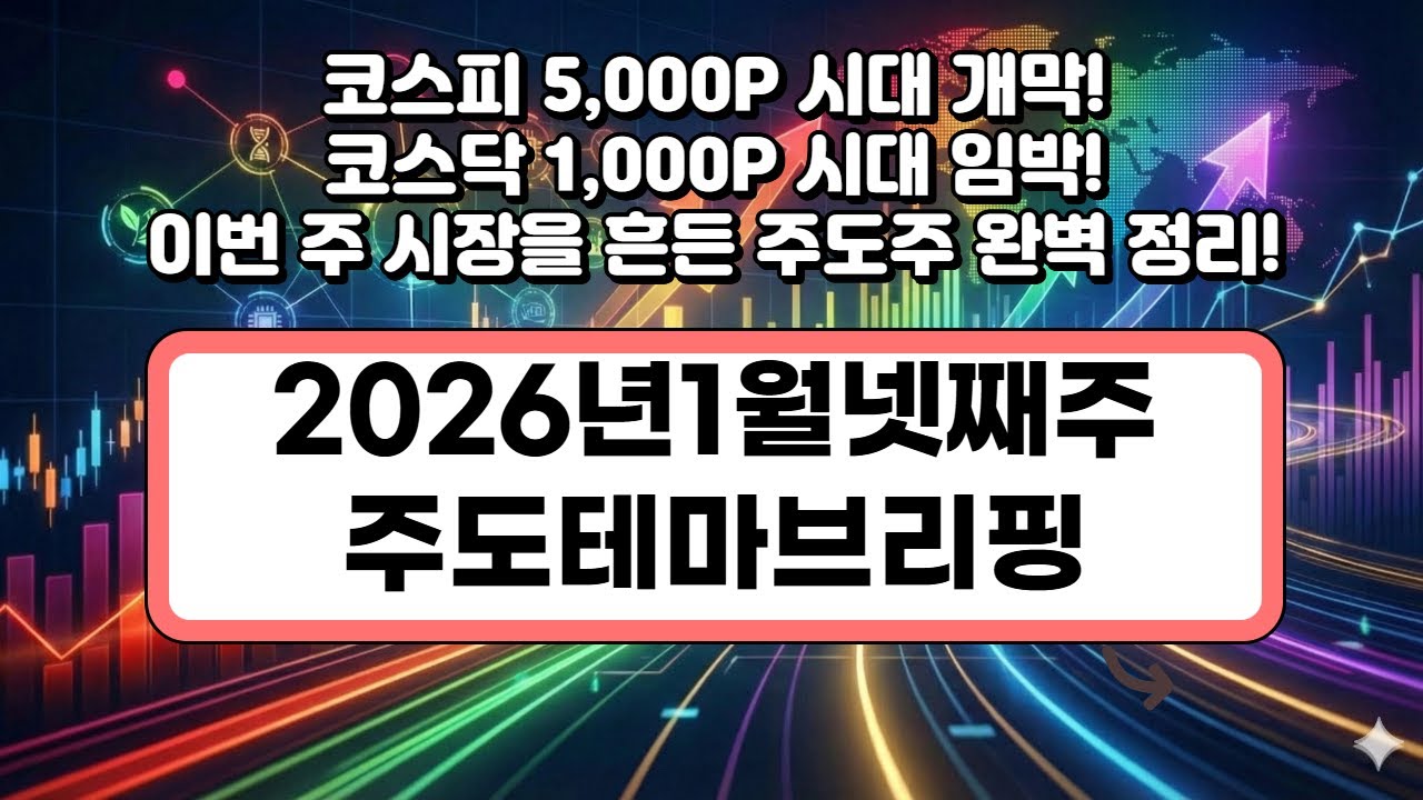 🚨 1월 넷째주: 코스피 5,000P 시대 개막! 이번 주 시장을 흔든 주도주 완벽 정리
