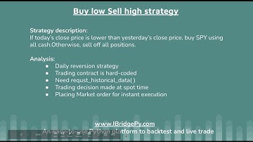 Buy low Sell high the most promising strategy for year 2021 TD IB Robinhood algo trading python
