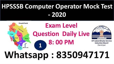 # mock test HPSSSB Computer Operator Most Important Question | HP Computer Operator  By Let