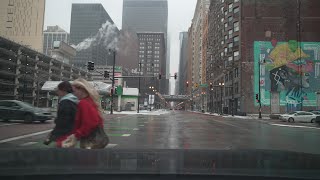 Chicago Loop to South Lake Shore Drive I-90 Highway (No Talk, No Music) Snow 4K POV ASMR