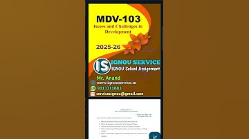 MDV-103 Solved Assignment 2025-26 #ignou #ignousolvedassignment #ignou2026 #ignouhelp #ignouservice