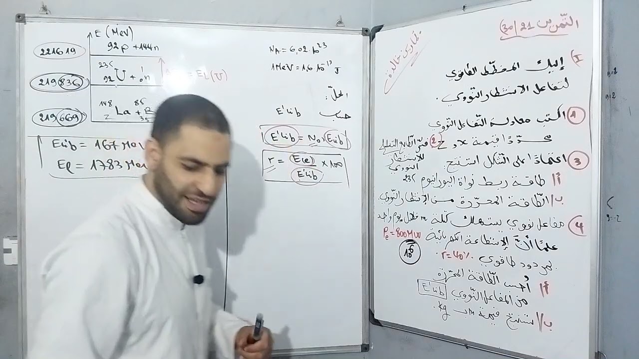 المراجعة الختامية التمرين 21من 30 .الانشطار النووي والمخطط الطاقوي ،المردود الطاقوي .