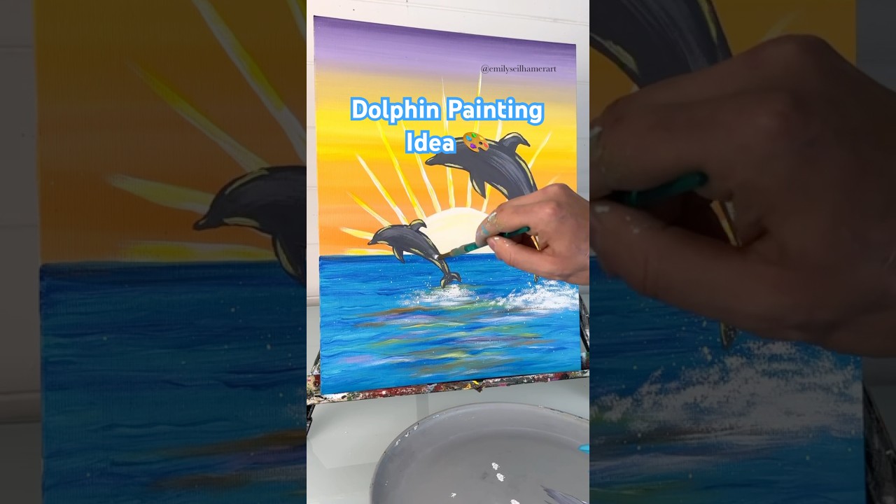Dolphin painting for beginners! 🎨🐬#art #painting #diy #diyideas #summer