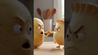 the potato and dumplings fight with each other