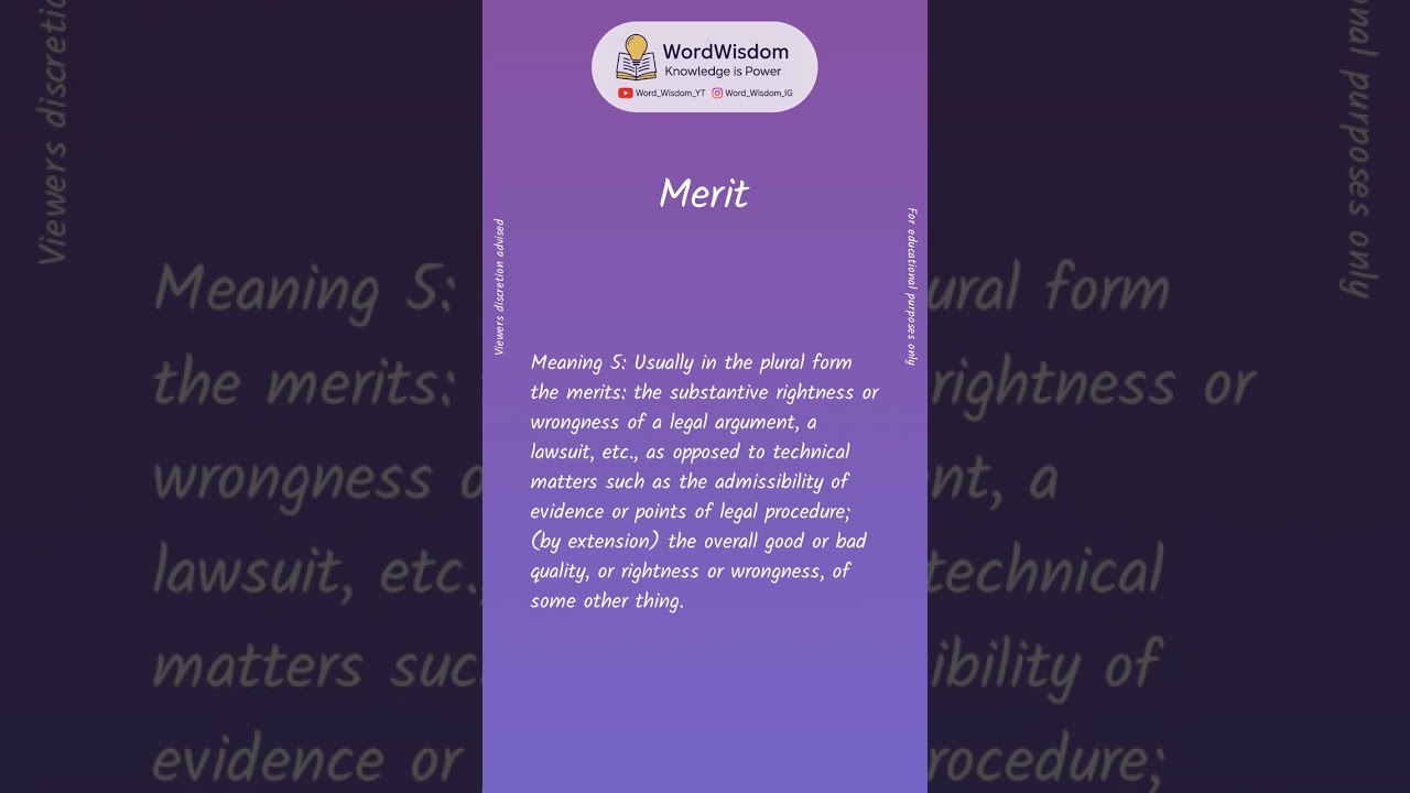 What does "Merit" mean? | English vocabulary shorts | 