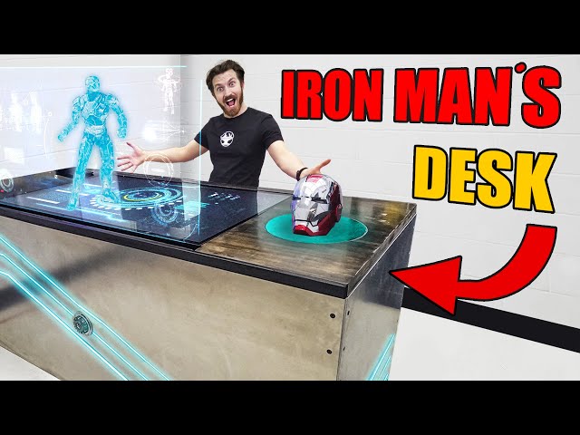 We made a REAL HOLOGRAM Desk like Tony Stark's! class=