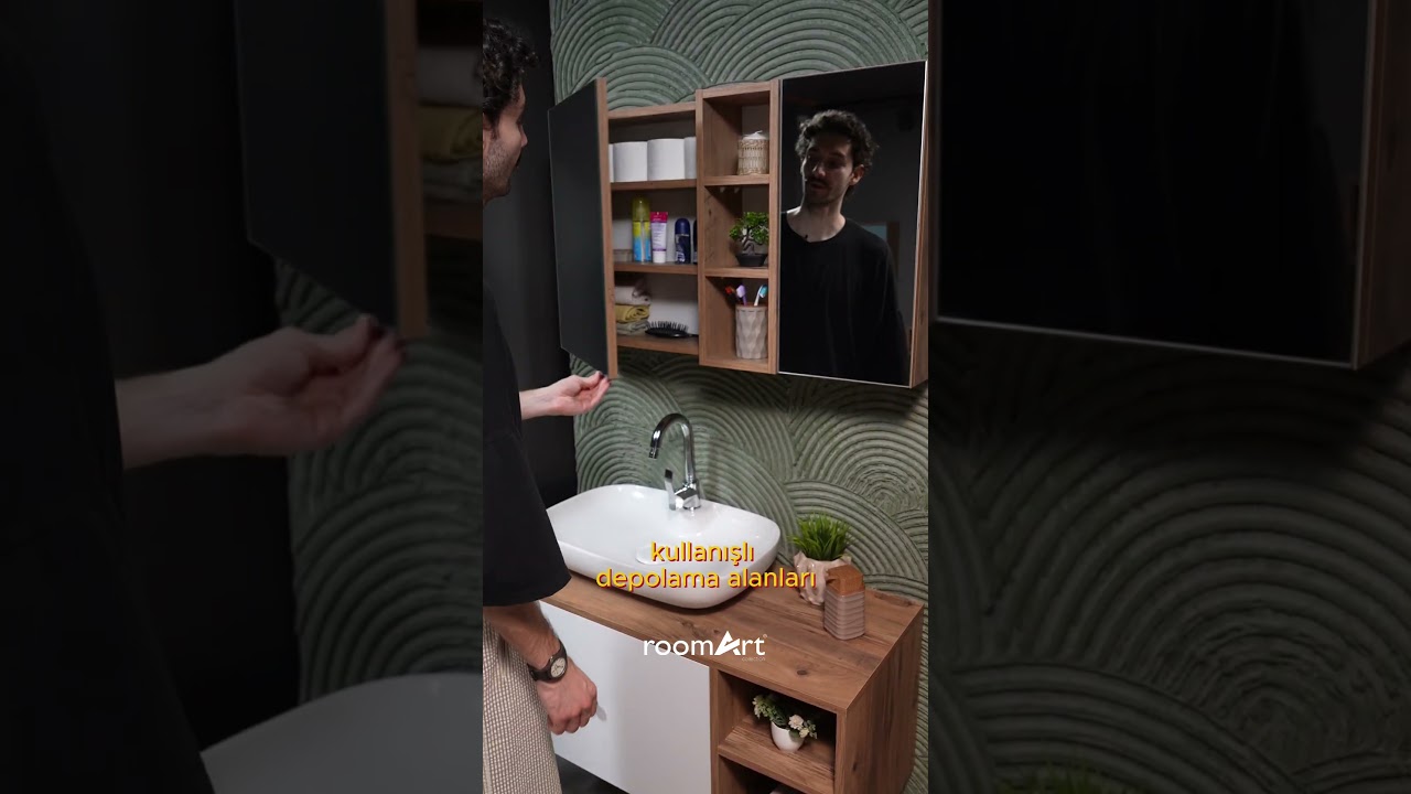 Lotus Banyo Dolabı Lavabolu 3'lü Banyo Dolabı Seti