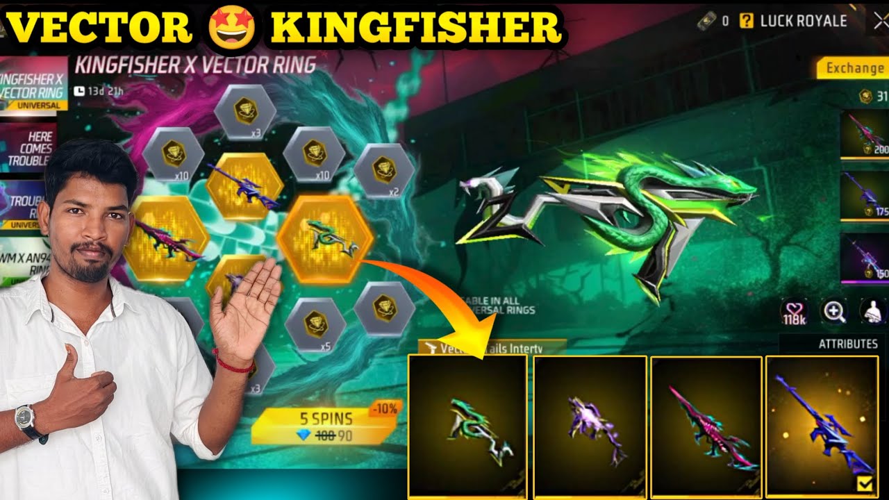 NEW VECTOR GUN 🥵 NEW KINGFISHER VECTOR RING EVENT 🤩 FREEFIRE NEW RING EVENT TAMIL 