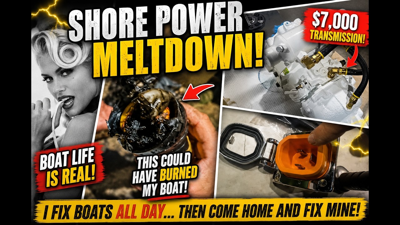 S1E53. I Work on Boats All Day… Then Fix My Own | Shore Power MELTDOWN & $7,000 Transmission!