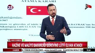 Hazi̇ne Ve Mali̇ye Bakanliği Görevi̇ne Lütfi̇ Elvan Atandi