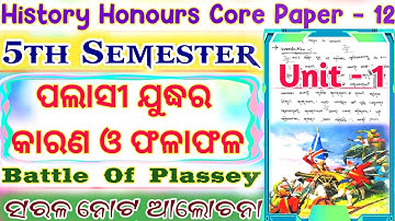 5th Semester / History Honours / Core Paper 12 /  Unit 1 / Battle Of Plassey / Hand Written Notes