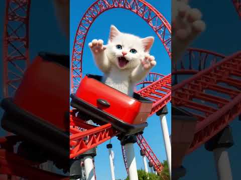 قطة صغيرة تضحك بجنون وسط مدينة الألعاب  قطة كيوت مدينة الألعاب ضحك قطة   