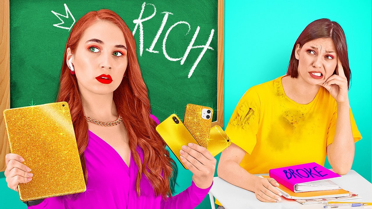 BROKE GIRL IN A FANCY SCHOOL! | RICH vs POOR || Smart Tips And Funny Situations By 123 GO! SERIES