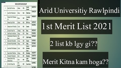 Arid Agriculture Universitiy First Merit list 2021|First Merit list displayed now