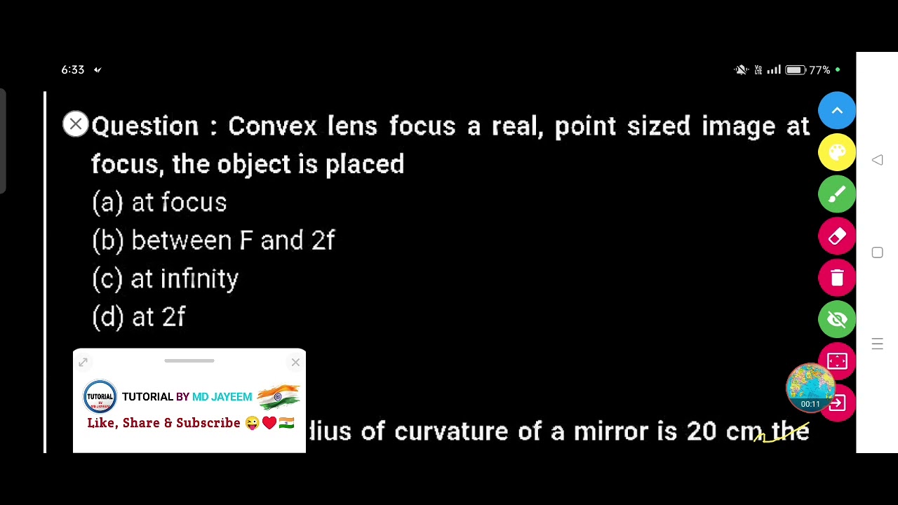 Convex lens focus a real, point sized image at focus, the object is placed.