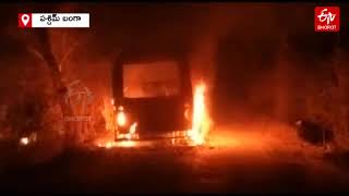 Wb Polls Vehicle Delivering Food To Polling Staff Catches Fire Etv Bharat