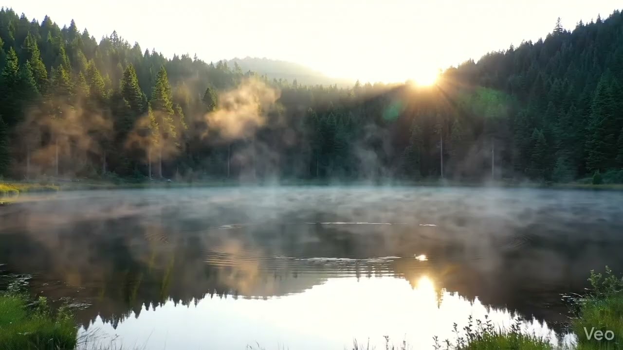 Silent Dawn Over the Forest Lake