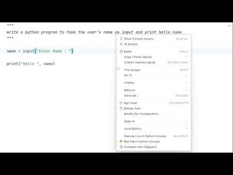 write a python program to take the user's name as input and print hello name
