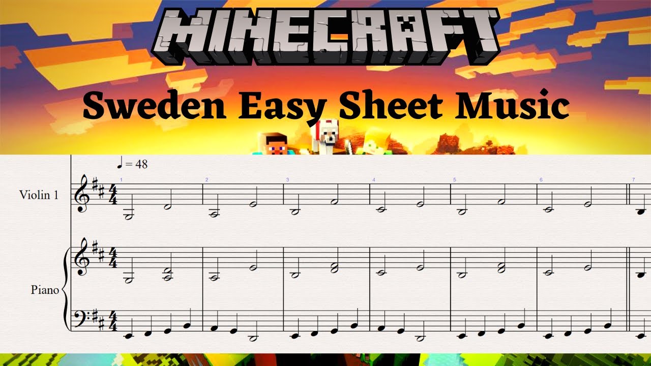 MINECRAFT SWEDEN (C418) - Easy Violin and Piano Sheet Music + PDF - YouTube